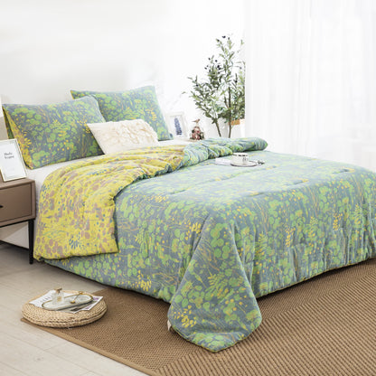 Linge de lit en gaze de coton avec motif étang de lotus