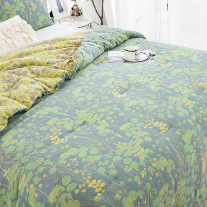 Linge de lit en gaze de coton avec motif étang de lotus