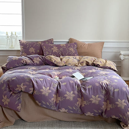 Parure de lit en gaze de coton à motif floral et motif lys