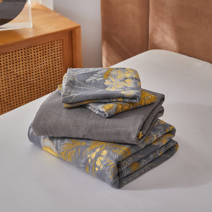 Parure de lit en gaze de coton de style naturel (4 pièces)