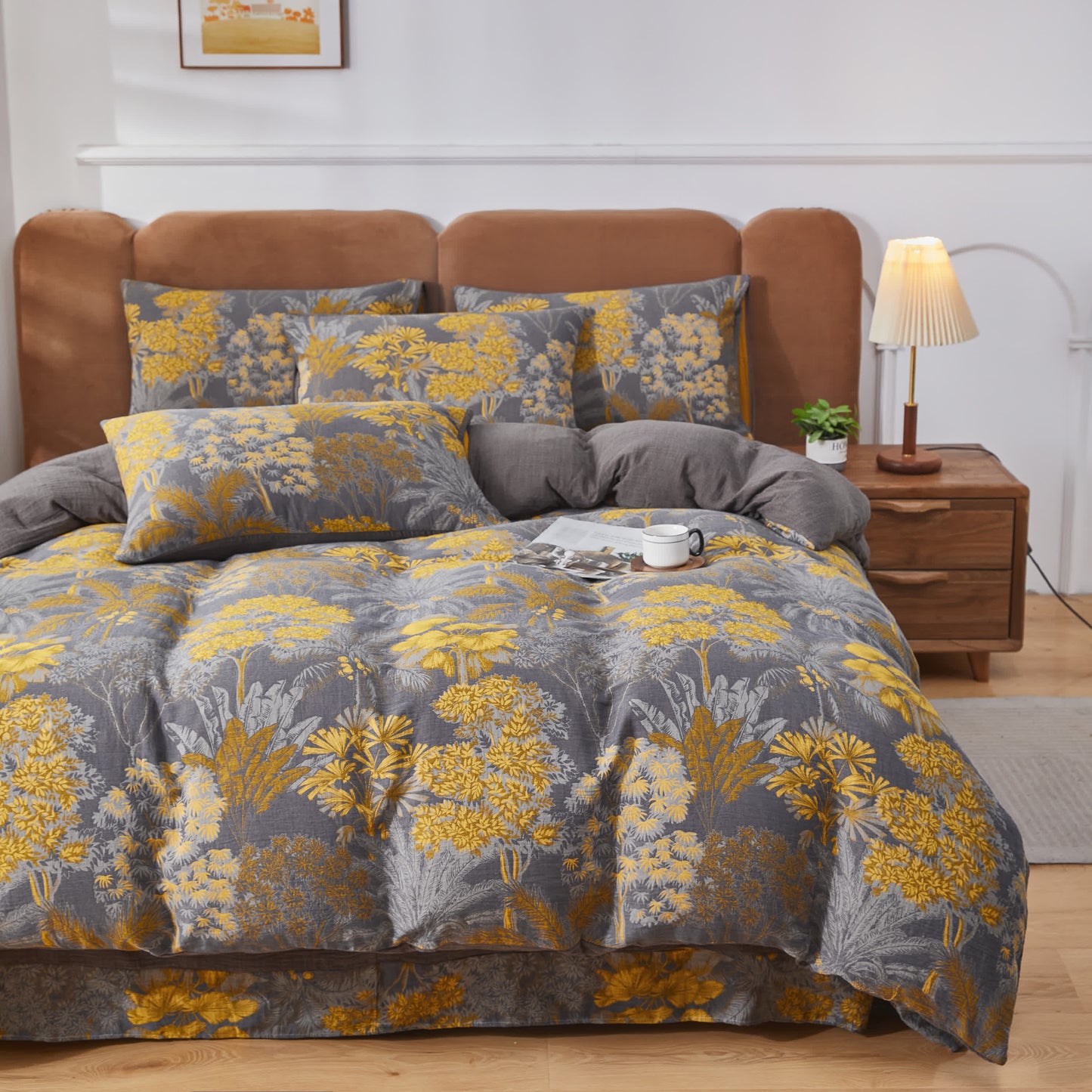 Parure de lit en gaze de coton de style naturel (4 pièces)