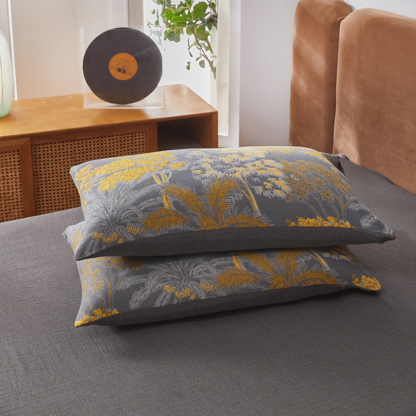 Parure de lit en gaze de coton de style naturel (4 pièces)