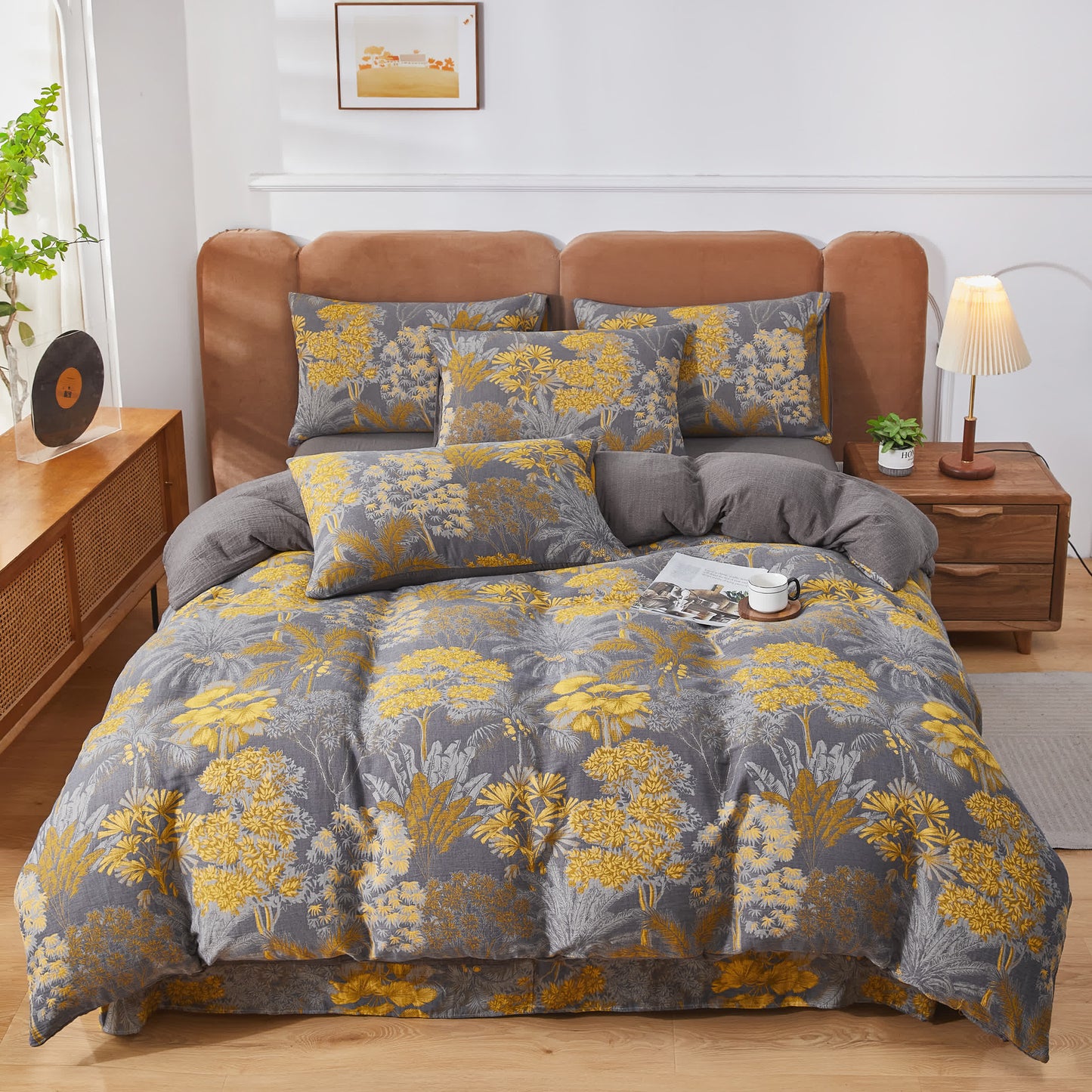 Parure de lit en gaze de coton de style naturel (4 pièces)