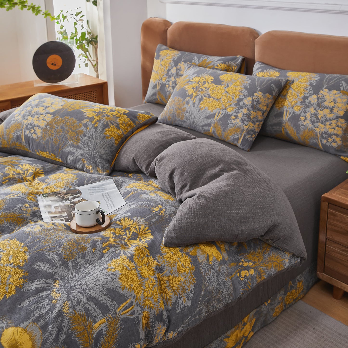 Parure de lit en gaze de coton de style naturel (4 pièces)