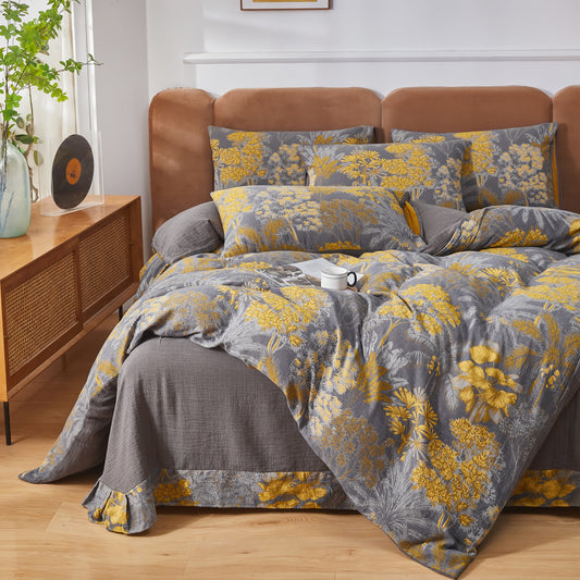Parure de lit en gaze de coton de style naturel (4 pièces)