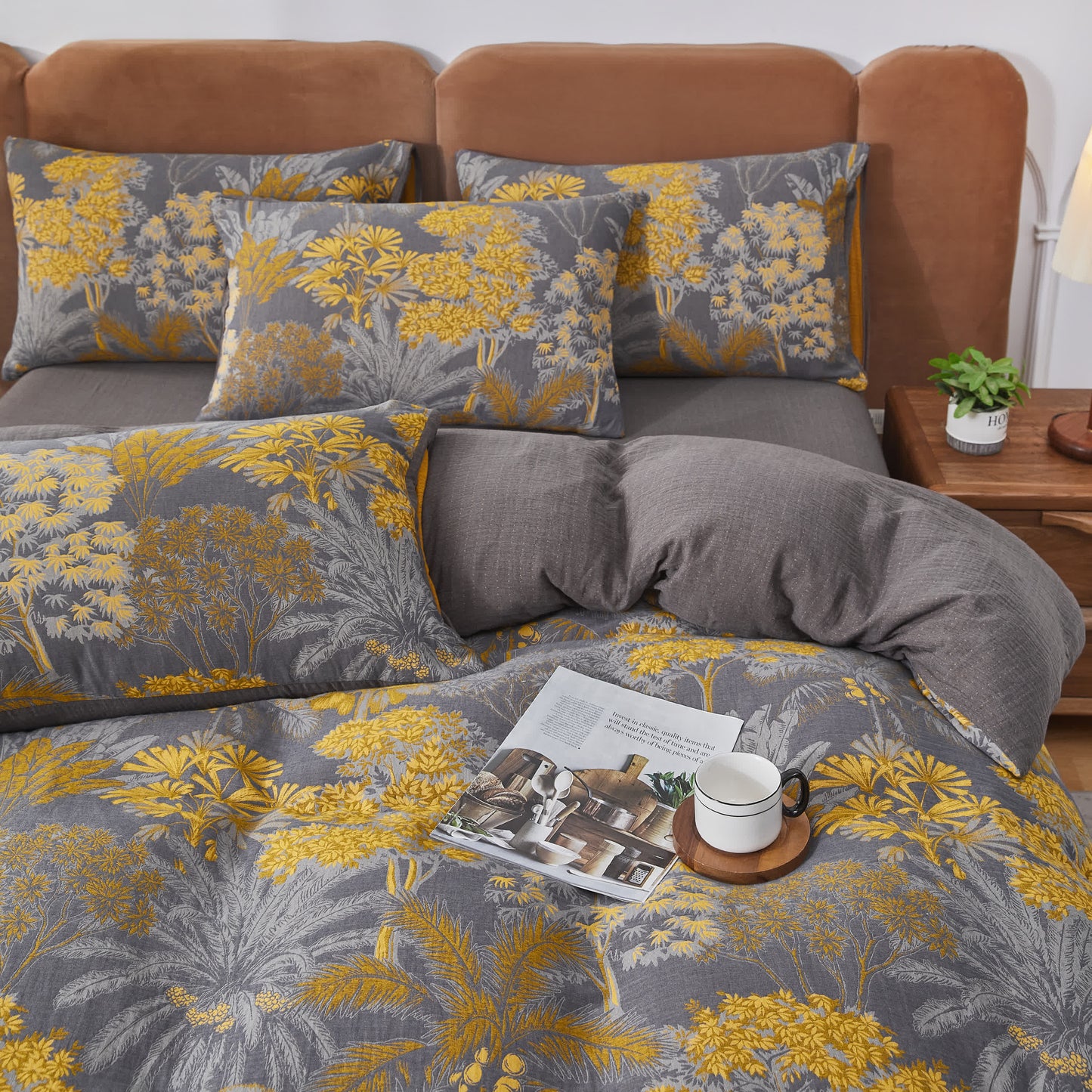 Parure de lit en gaze de coton de style naturel (4 pièces)