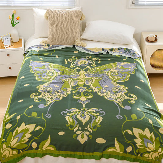 Couverture respirante en fibre de bambou avec motif papillon vintage