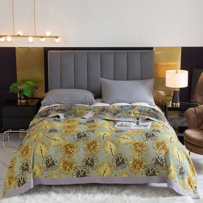 Couette d'été en coton à motif pastoral monstera