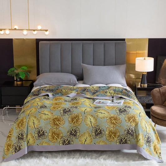 Couette d'été en coton à motif pastoral monstera