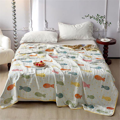 Couette d'été en fibre lyocell avec des poissons colorés