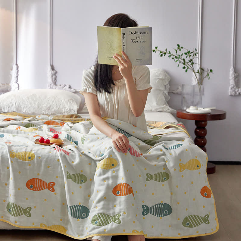 Couette d'été en fibre lyocell avec des poissons colorés