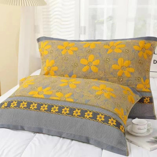 Serviette de toilette en gaze de coton à motif floral rustique (2 pièces)