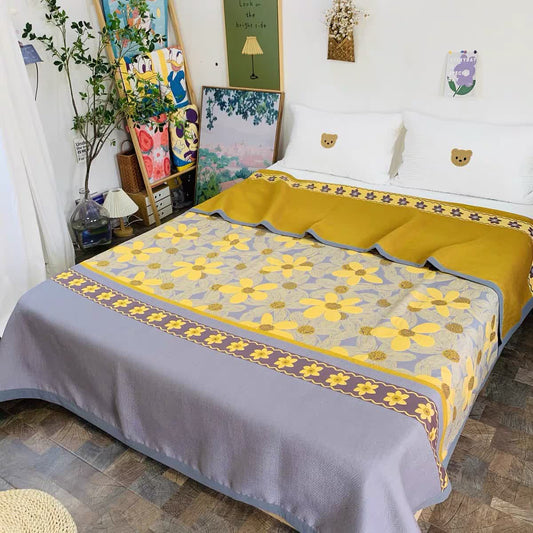 Couette d'été en gaze de coton à fleurs épanouies