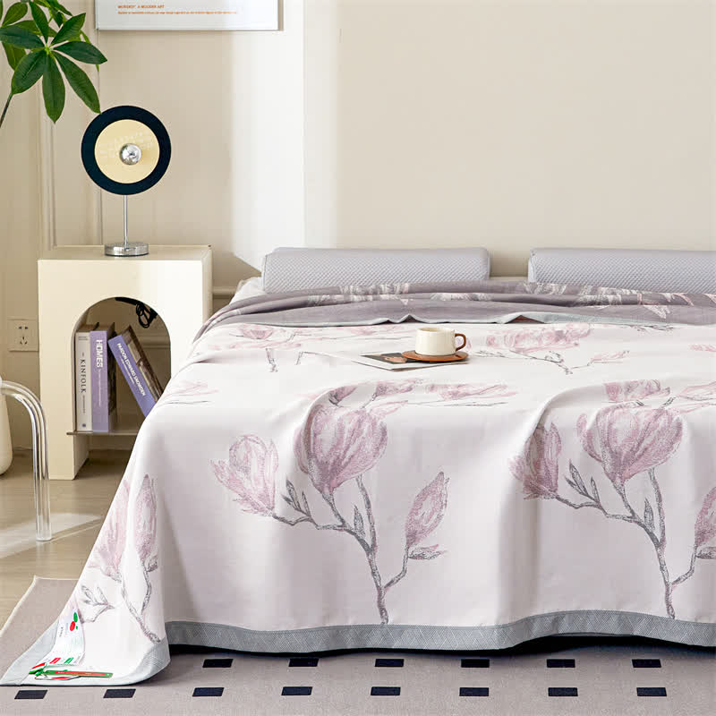 Élégante couette en gaze de fibres lyocell à motif floral