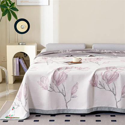 Élégante couette en gaze de fibres lyocell à motif floral