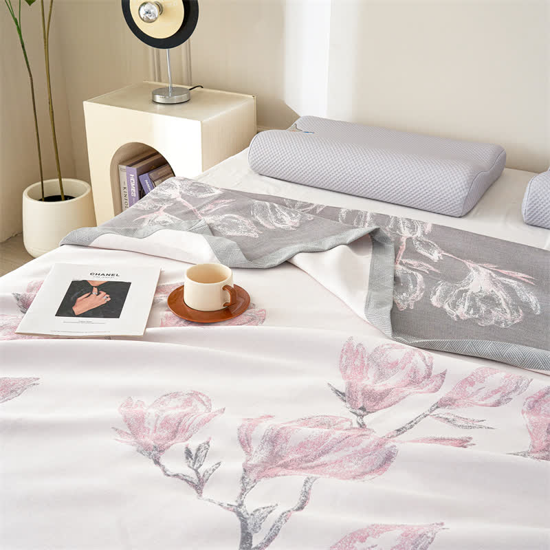Élégante couette en gaze de fibres lyocell à motif floral