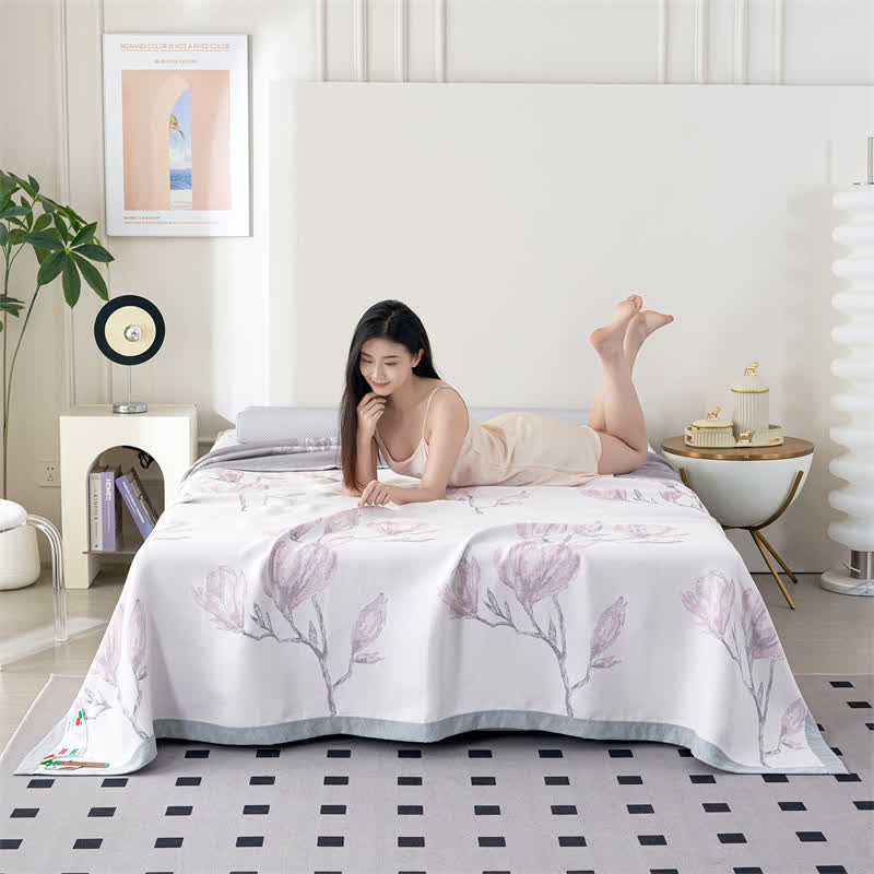 Élégante couette en gaze de fibres lyocell à motif floral