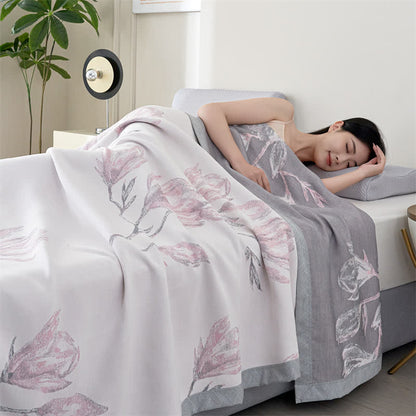 Élégante couette en gaze de fibres lyocell à motif floral