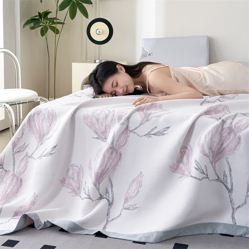 Élégante couette en gaze de fibres lyocell à motif floral