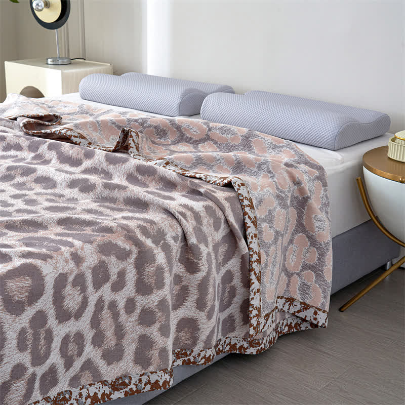 Couette en gaze de fibre lyocell à imprimé léopard