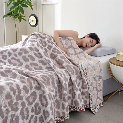 Couette en gaze de fibre lyocell à imprimé léopard