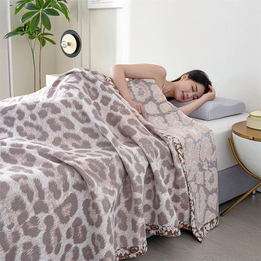 Couette en gaze de fibre lyocell à imprimé léopard