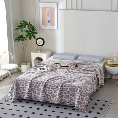 Couette en gaze de fibre lyocell à imprimé léopard