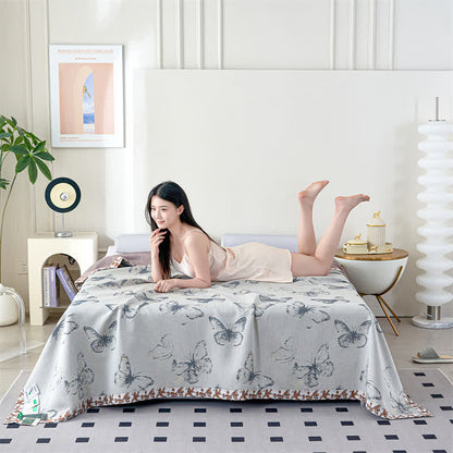 Couverture d'été respirante en gaze de lyocell avec motif papillon