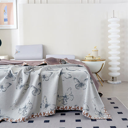 Couverture d'été respirante en gaze de lyocell avec motif papillon