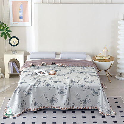 Couverture d'été respirante en gaze de lyocell avec motif papillon