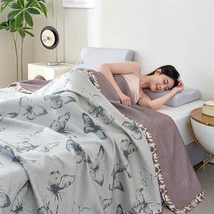 Couverture d'été respirante en gaze de lyocell avec motif papillon
