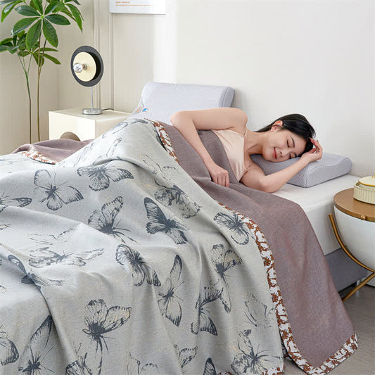 Couverture d'été respirante en gaze de lyocell avec motif papillon