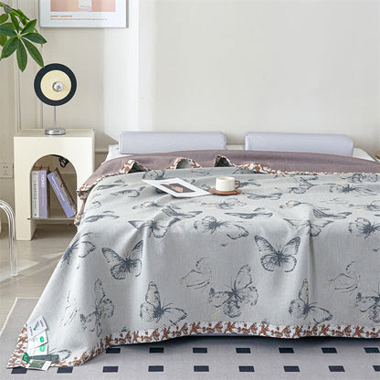 Couverture d'été respirante en gaze de lyocell avec motif papillon