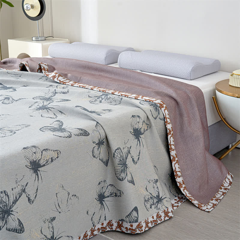 Couverture d'été respirante en gaze de lyocell avec motif papillon