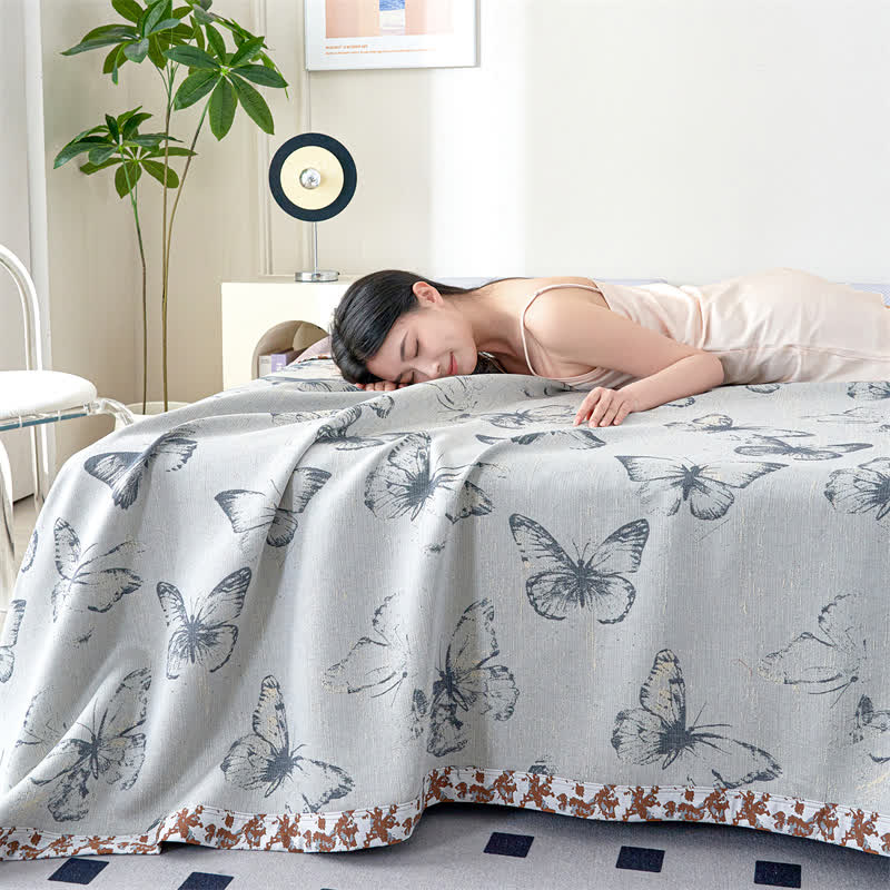 Couverture d'été respirante en gaze de lyocell avec motif papillon