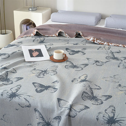 Couverture d'été respirante en gaze de lyocell avec motif papillon