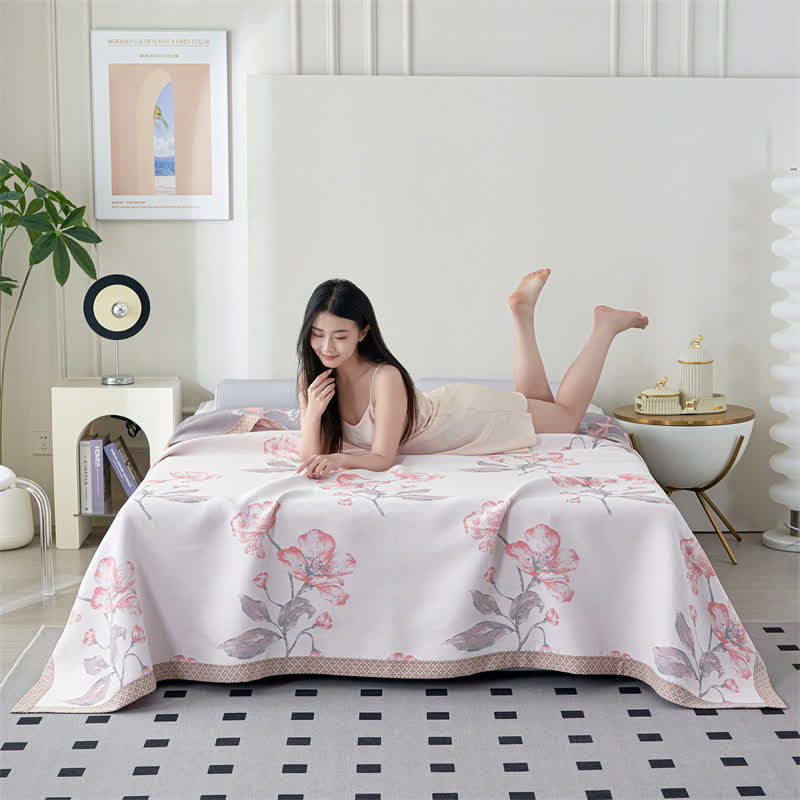 Couverture d'été respirante en gaze de lyocell à motif floral