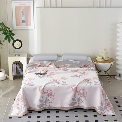 Couverture d'été respirante en gaze de lyocell à motif floral