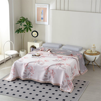 Couverture d'été respirante en gaze de lyocell à motif floral
