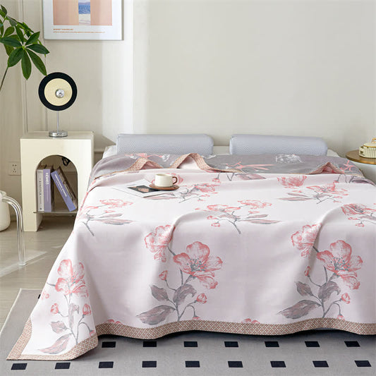 Couverture d'été respirante en gaze de lyocell à motif floral
