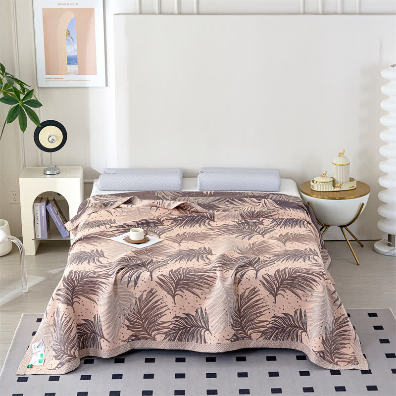 Couette en gaze de lyocell douce avec des feuilles pastorales