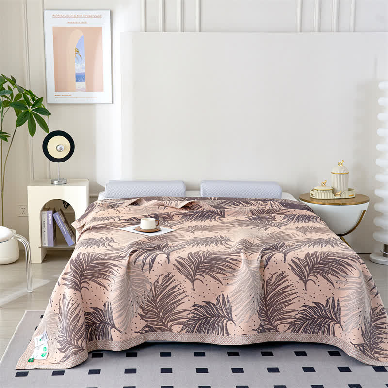 Couette en gaze de lyocell douce avec des feuilles pastorales