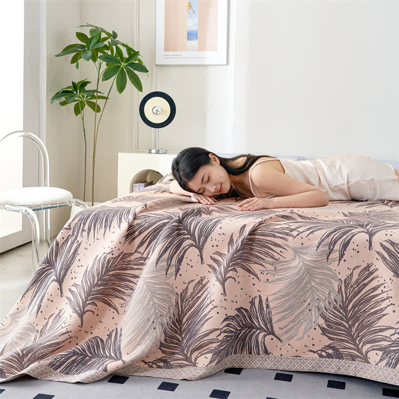 Couette en gaze de lyocell douce avec des feuilles pastorales