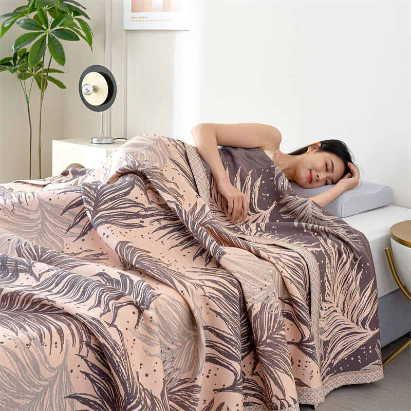 Couette en gaze de lyocell douce avec des feuilles pastorales