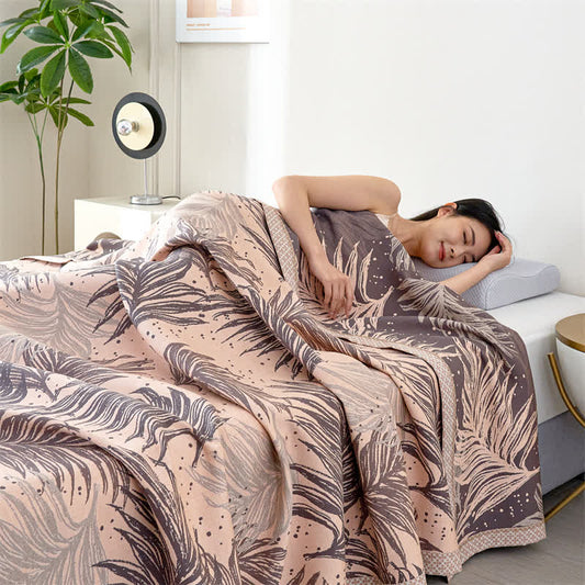 Couette en gaze de lyocell douce avec des feuilles pastorales