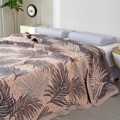 Couette en gaze de lyocell douce avec des feuilles pastorales