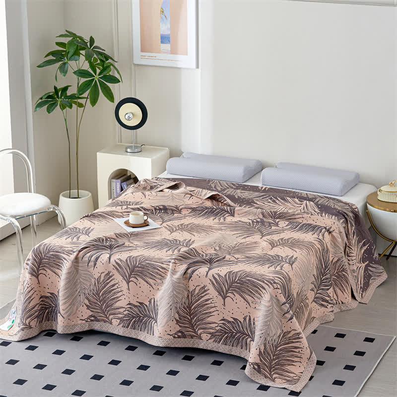 Couette en gaze de lyocell douce avec des feuilles pastorales