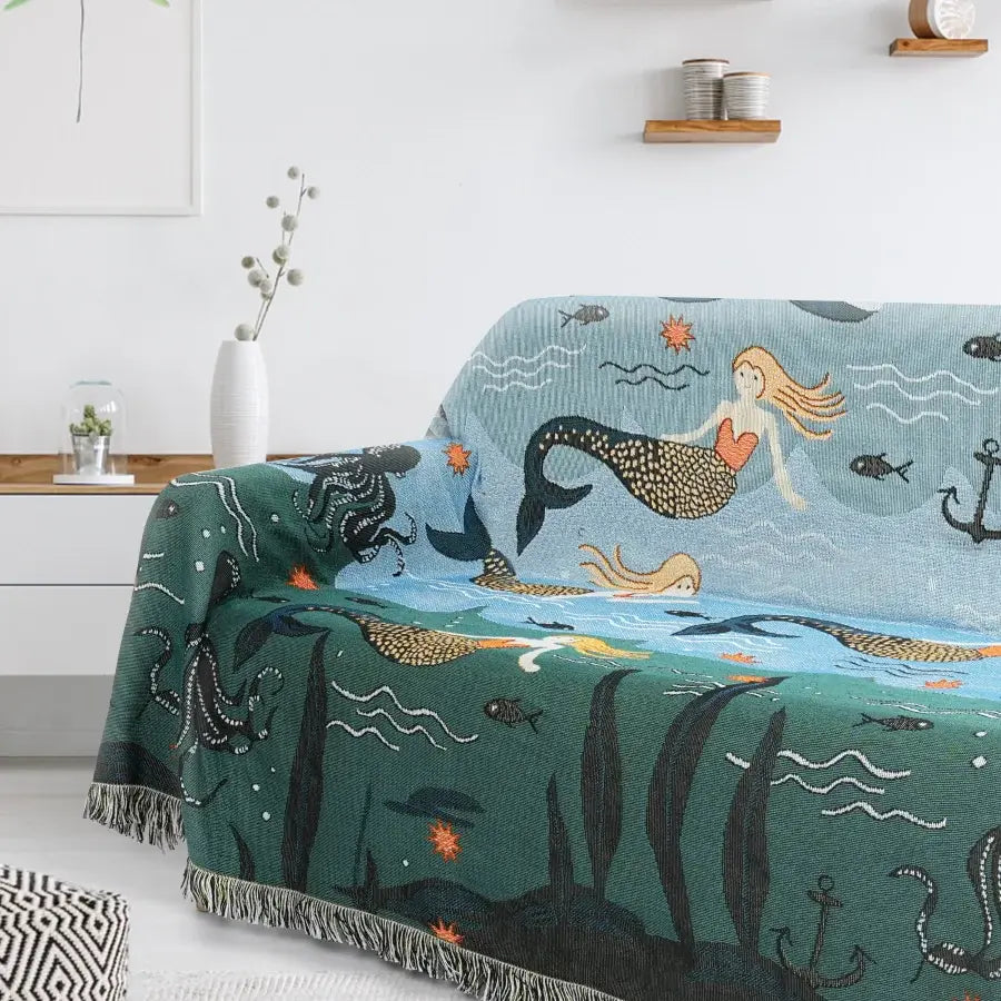 Housse de canapé Ownkoti Mermaid avec pompons en palmier