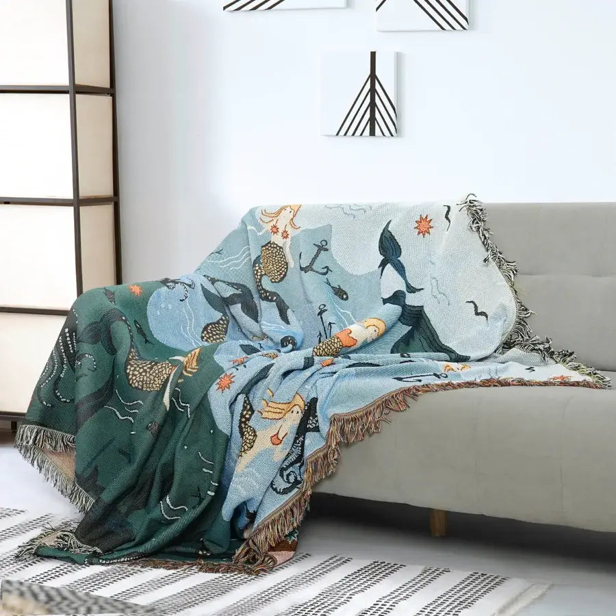 Housse de canapé Ownkoti Mermaid avec pompons en palmier