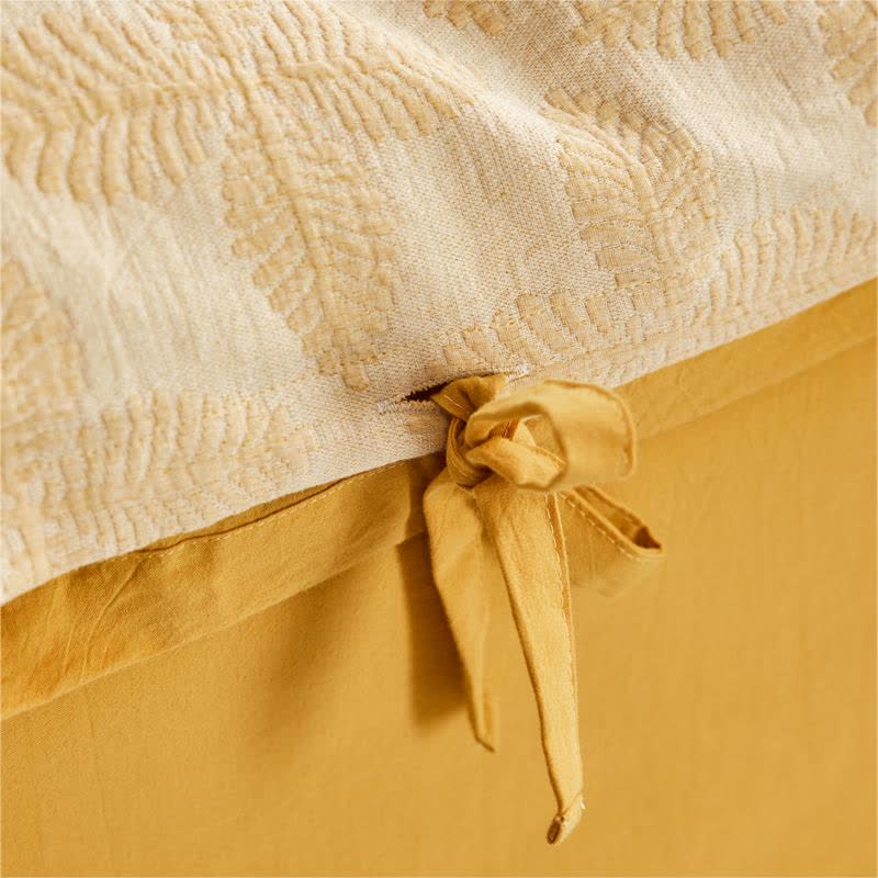 Parure de lit en gaze de coton avec lien jacquard (4 pièces)